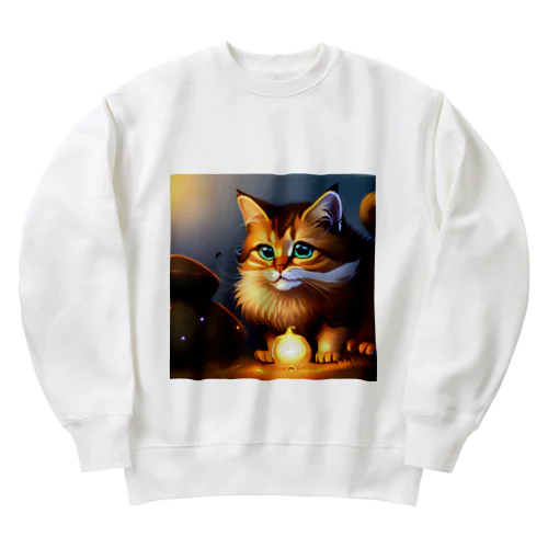 フワフワにゃんこのイラストグッズ Heavyweight Crew Neck Sweatshirt