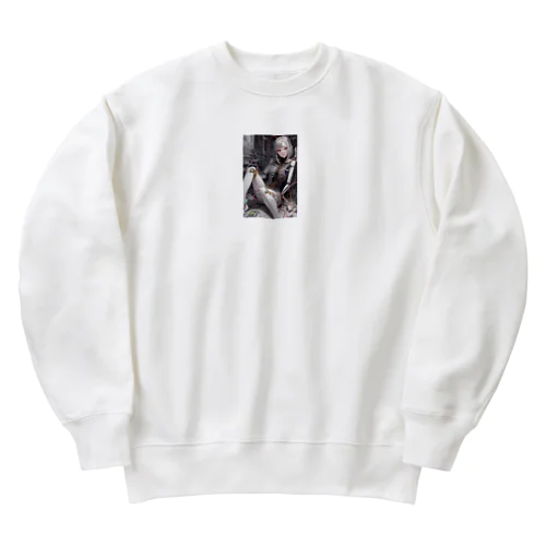 メカニカルシンセゾンビガールのイラストのグッズ Heavyweight Crew Neck Sweatshirt