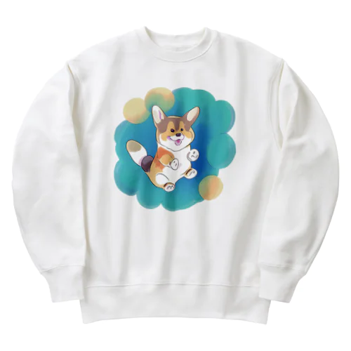 コーギーの大ジャンプ Heavyweight Crew Neck Sweatshirt