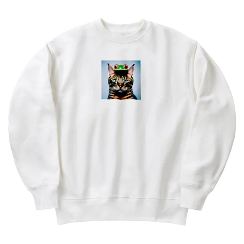 カエル猫ちゃんです。 Heavyweight Crew Neck Sweatshirt