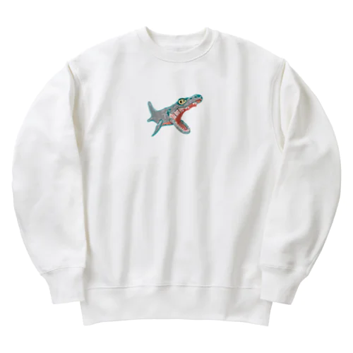 サメみたいなワニみたいなサメ Heavyweight Crew Neck Sweatshirt