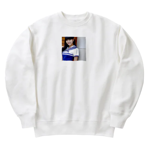 制服が似合う可愛いAI美少女のオリジナルグッズ Heavyweight Crew Neck Sweatshirt