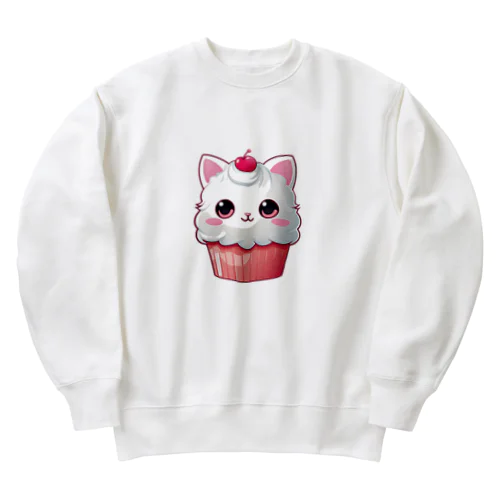 カップケーキの猫ちゃん Heavyweight Crew Neck Sweatshirt