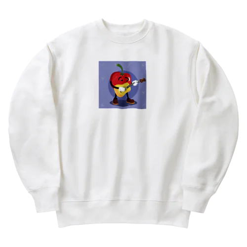 イラストのギターを弾くトマトくん Heavyweight Crew Neck Sweatshirt