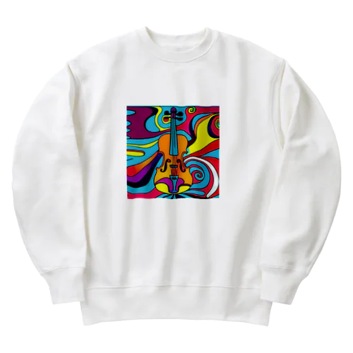 鮮やかなバイオリン柄 Heavyweight Crew Neck Sweatshirt