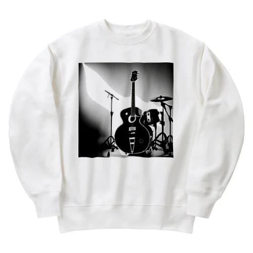 音楽の心・白黒で描かれた情熱の瞬間 Heavyweight Crew Neck Sweatshirt