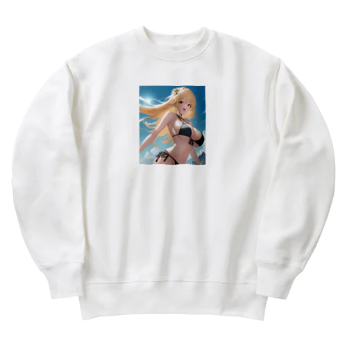 金髪黒ビキニちゃん Heavyweight Crew Neck Sweatshirt