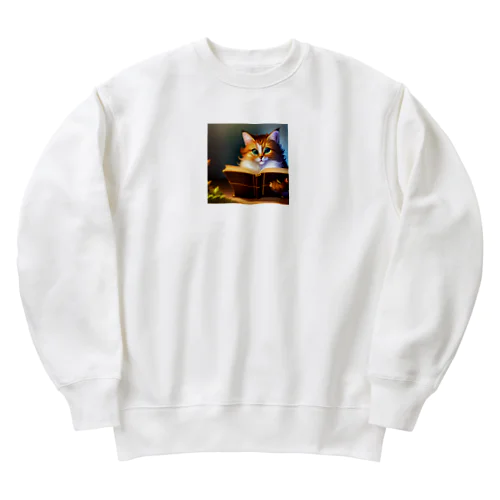 可愛らしい猫のイラストグッズ Heavyweight Crew Neck Sweatshirt