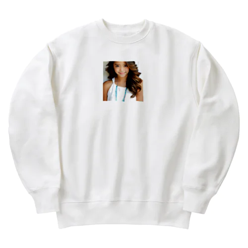 褐色肌のAI美少女のオリジナルグッズ Heavyweight Crew Neck Sweatshirt