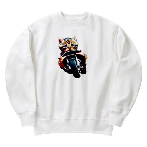 レーサー猫ちゃん Heavyweight Crew Neck Sweatshirt