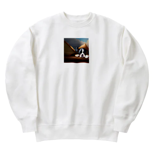 お眠りボストンテリア Heavyweight Crew Neck Sweatshirt