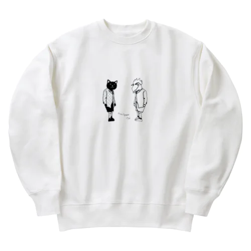 B_Lack_Cat&Mr.CHICKENHEART Heavyweight Crew Neck Sweatshirt