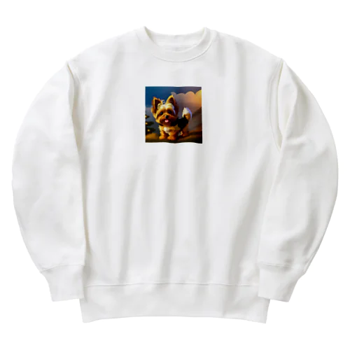 可愛いヨークシャーテリアのアイテム Heavyweight Crew Neck Sweatshirt