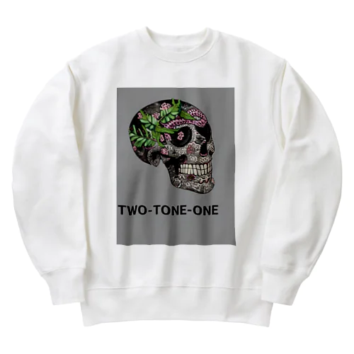 TWO-TONE-ONE ボタニカル柄ドクロ Heavyweight Crew Neck Sweatshirt