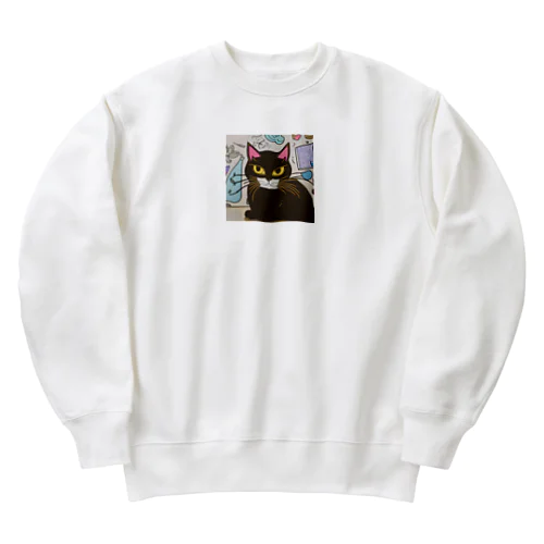 🌟 はにゃん一号店くろねこ 🌟 Heavyweight Crew Neck Sweatshirt