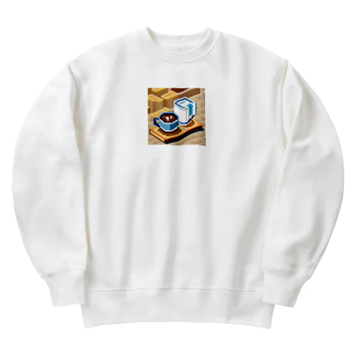 ドット絵コーヒーと電気ポット Heavyweight Crew Neck Sweatshirt