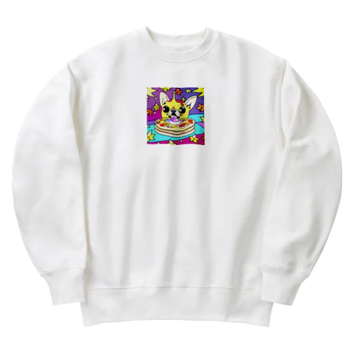 チワワの宇宙大冒険へレッツゴー！パンケーキの秘密を解き明かす Heavyweight Crew Neck Sweatshirt