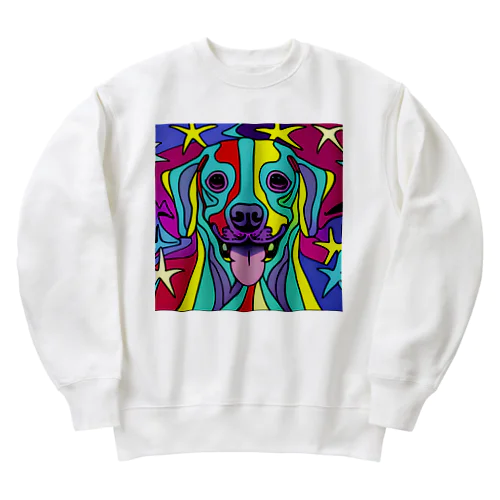 奇抜なアート風の可愛い犬のグッズ Heavyweight Crew Neck Sweatshirt