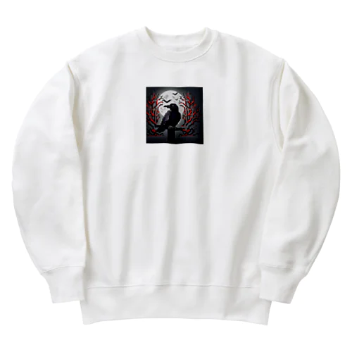 ドット絵のホラーなカラス Heavyweight Crew Neck Sweatshirt