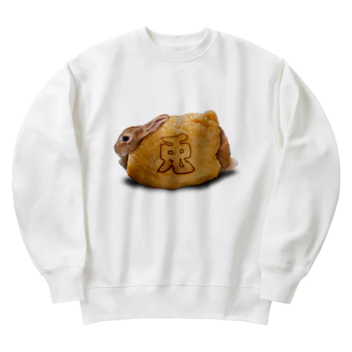 行楽のお供にお稲荷うさぎ-うさぎのうみ Heavyweight Crew Neck Sweatshirt