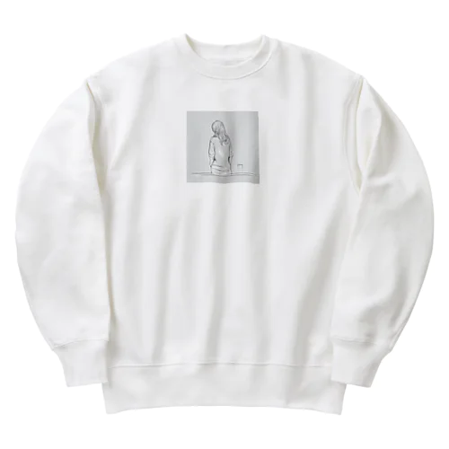 シンプルライフ　ー休憩中の女性ー Heavyweight Crew Neck Sweatshirt