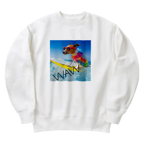 犬 サーフィンデザイン Heavyweight Crew Neck Sweatshirt