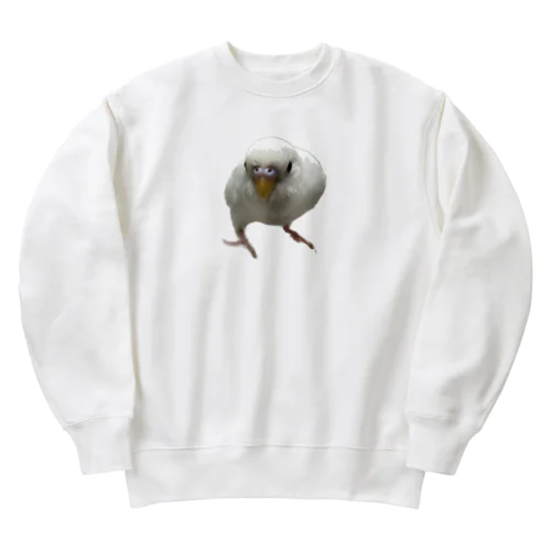 アルビノセキセイインコハクちゃん Heavyweight Crew Neck Sweatshirt