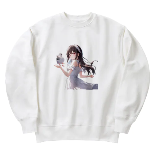 鳥界のアイドル❤️鳩のハトコ様 Heavyweight Crew Neck Sweatshirt