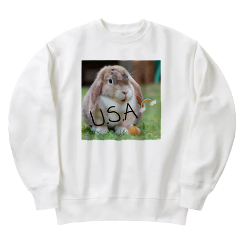 ウサギデザイン Heavyweight Crew Neck Sweatshirt