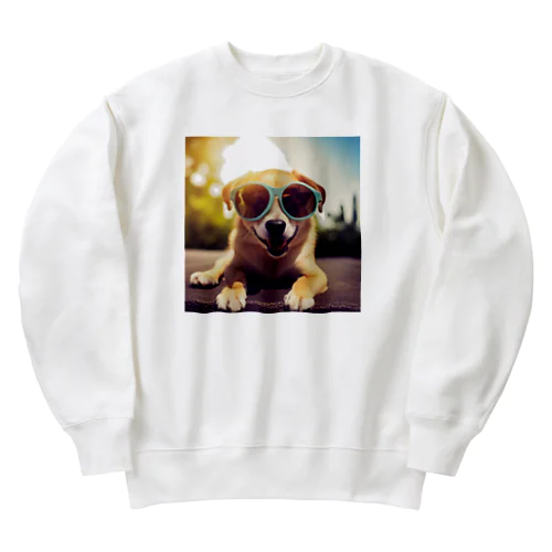 サングラスをかけたクールなワンちゃん Heavyweight Crew Neck Sweatshirt