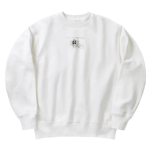 抽象的な詩的なイラストのワンポイント Heavyweight Crew Neck Sweatshirt