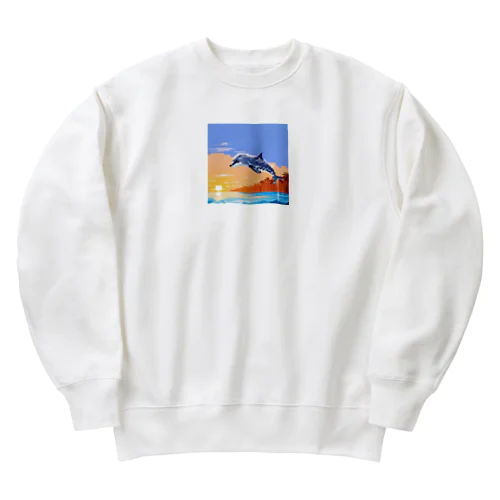 ドット絵のイルカ Heavyweight Crew Neck Sweatshirt