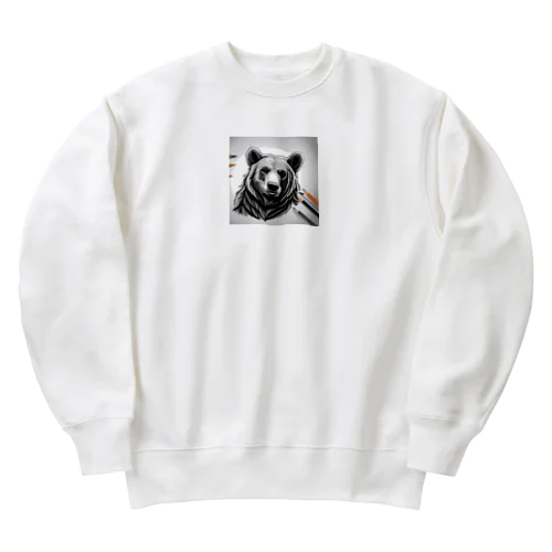 えんぴつ絵の熊のグッツ Heavyweight Crew Neck Sweatshirt