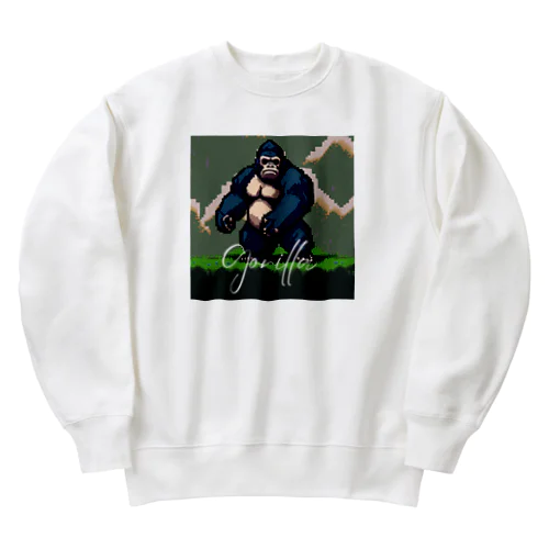 ドット絵のゴリラ Heavyweight Crew Neck Sweatshirt