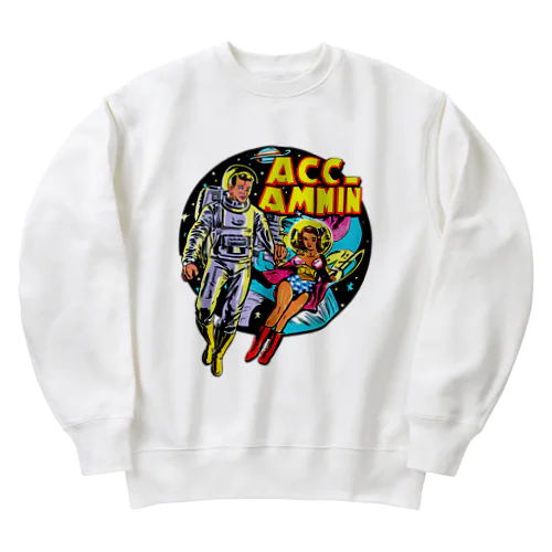 宇宙の男女　　昔のアメコミ風 Heavyweight Crew Neck Sweatshirt