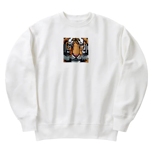 ドット絵で描かれた虎のアップ画像のプレミアムグッズ Heavyweight Crew Neck Sweatshirt