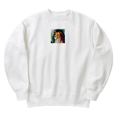 ライオン水彩画4 Heavyweight Crew Neck Sweatshirt