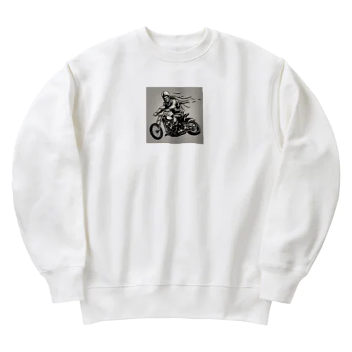 バイクチョッパー走ってる姿渋い Heavyweight Crew Neck Sweatshirt