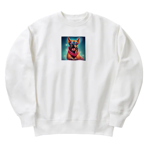 マッチョ犬のイラストのグッズ Heavyweight Crew Neck Sweatshirt