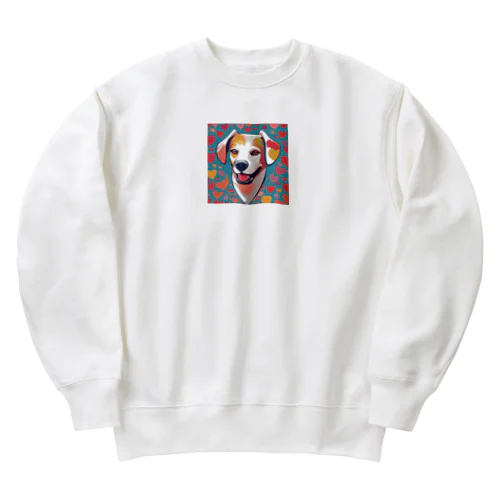 ワンちゃん　ハート柄　 Heavyweight Crew Neck Sweatshirt