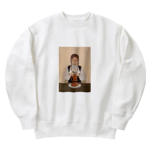 ナポリタンを編む少女 トレーナー Heavyweight Crew Neck Sweatshirt