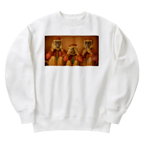 見ざる・聞かざる・言わざる　See no evil, hear no evil, speak no evil Heavyweight Crew Neck Sweatshirt