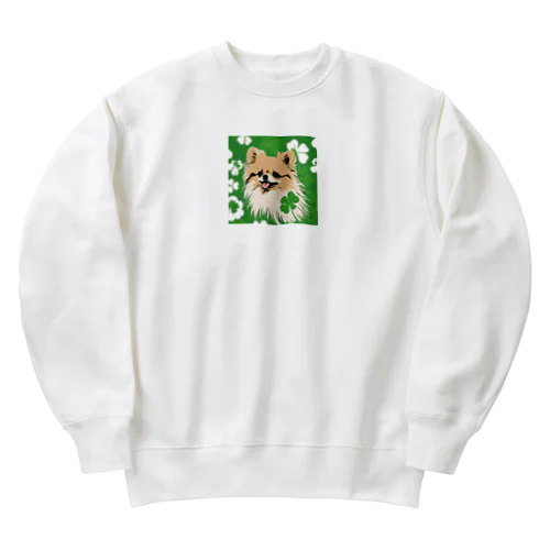 クローバーとポメラニアン Heavyweight Crew Neck Sweatshirt