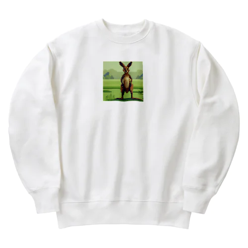 ドット絵の真顔カンガルー Heavyweight Crew Neck Sweatshirt