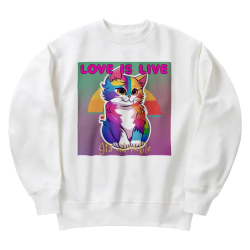 An LGBTQ cat Heavyweight Crew Neck Sweatshirt