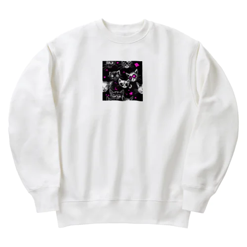 パンクな猫たち Heavyweight Crew Neck Sweatshirt