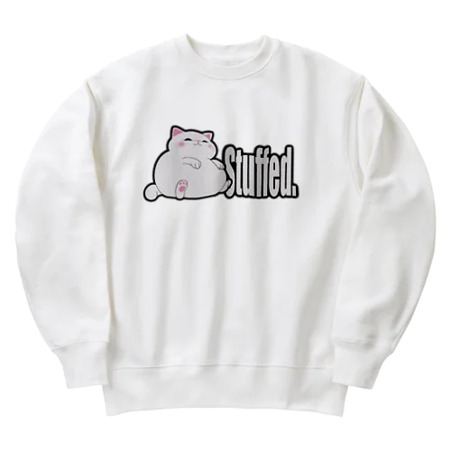 ぐうたら白猫。stuffed. Heavyweight Crew Neck Sweatshirt