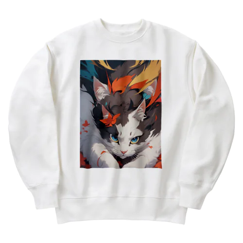 猫、秋の陣 Heavyweight Crew Neck Sweatshirt