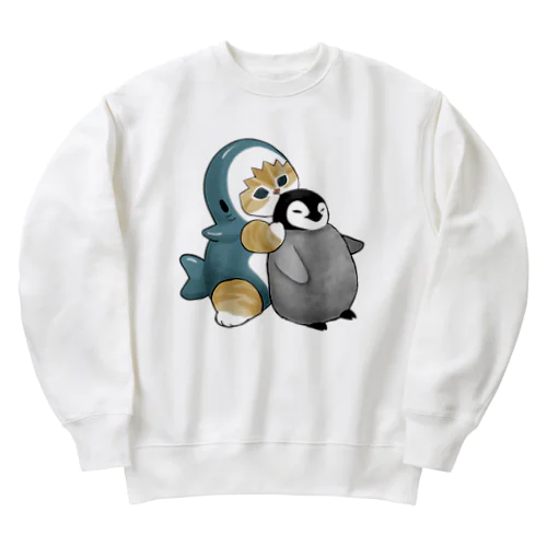 サメにゃんペンギン吸い Heavyweight Crew Neck Sweatshirt