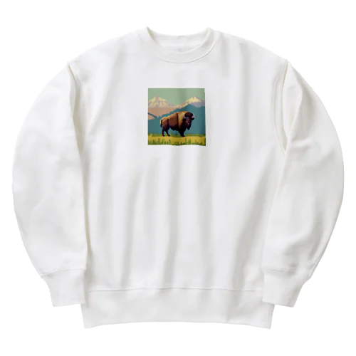 ドット絵のバッファロー Heavyweight Crew Neck Sweatshirt
